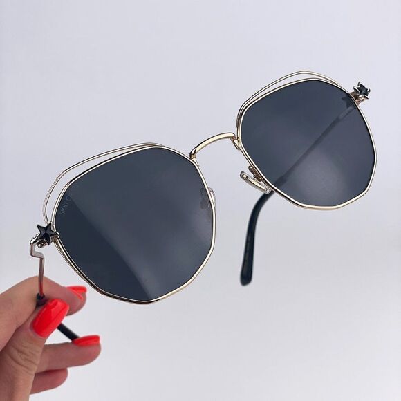 ? Jimmy Choo FRANNY/S J5G Sunglasses Gold Dark Gray Round Steel Women